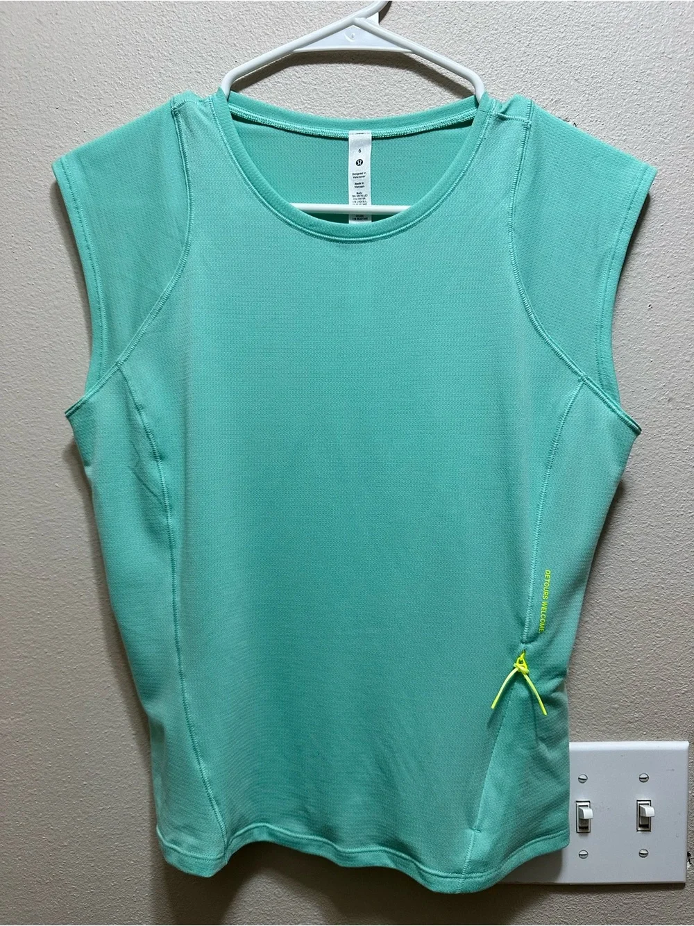 lululemon athletica Mint Green Sleeveless Athletic Tank with Neon Accent